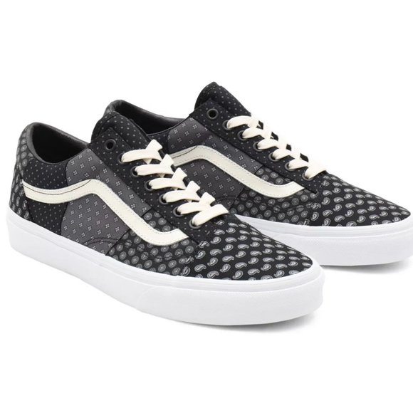 NEW TIE PRINT PATCHWORK OLD SKOOL SHOES - Picture 3 of 7